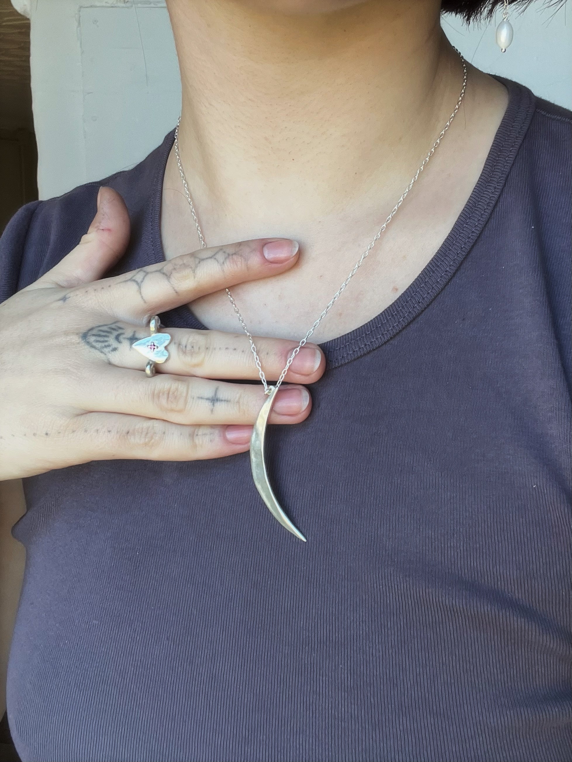 Silver Crescent - Necklace